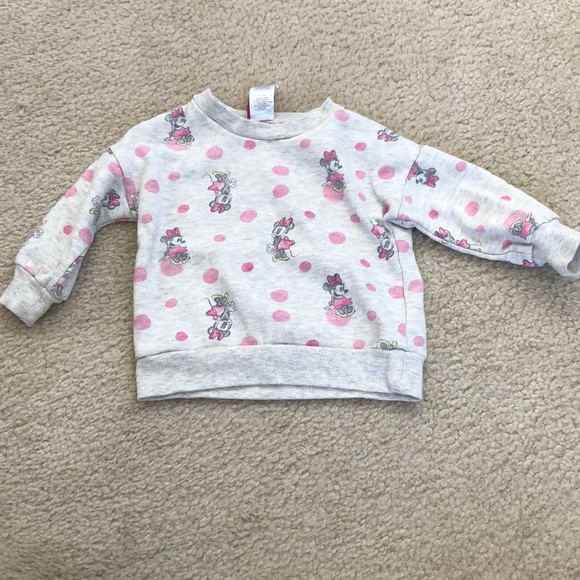 Baby Girl Gray Minnie Mouse Sweatshirt - Size 12M - Picture 1 of 4